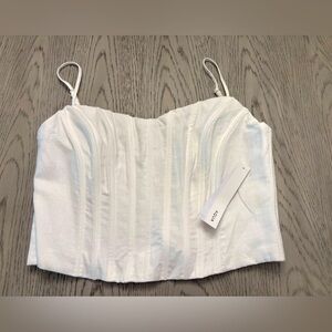 Aqua White Corset-Style Crop Top